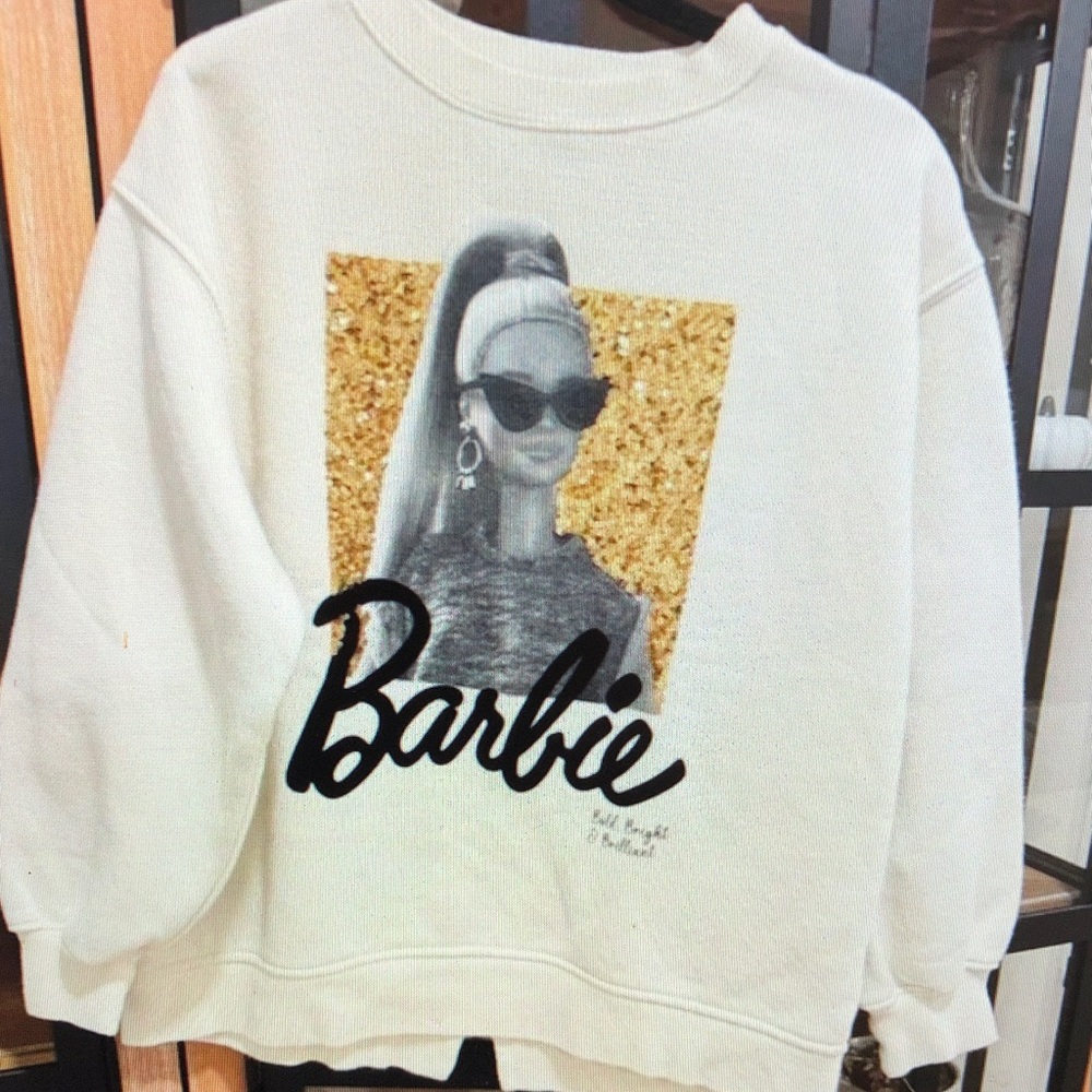 Barbie White and Gold Graphic Sweatshirt